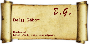 Dely Gábor névjegykártya